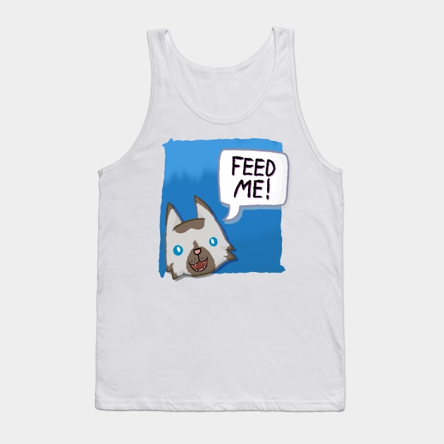 Feed Me! [Chocolate Point Cat With A Blue Background] Tank Top by Quirkball